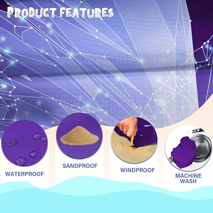 Beach Blanket Waterproof Sandproof 1-7 Adult Oversized 78 '' ร 81 '' Lightweight Durable Compact Sand Free Beach Mat for Travel Camping Hiking Picnic Blanket Extra Large