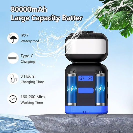 Upgrade Portable Camping Shower, 8000mAh Rechargeable Electric Shower Pump with Massage Shower Head and Multiple Spray Modes for Camping, RV Travel, Beach, Pet Bathing, Car Washing