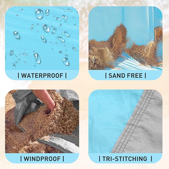 AlphaBeing Beach Blanket โ Oversized 84"x84" Sandproof, Waterproof, Quick-Dry Mat for 1โ7 Adults