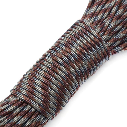 100ft Type III 7 Strand Core Paracord 550 Parachute (63# Brown Camo)