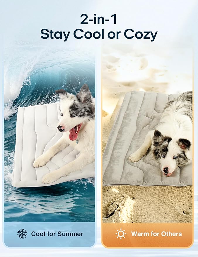 ZonLi Dog Cooling Mat, 59" x 40"Extra Large, Reversible Cooling Pad for Dogs & Cats (Cool & Warm), Durable & Machine Washable, Pet Mat for Crate, Kennel, Bed, Sofa, Arctic Grey