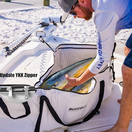 Buffalo Gear Insulated Fish Cooler 60in 71in 116in Large Kill Bag - Portable Waterproof, Keeps Ice-cold More Than 24 Hours