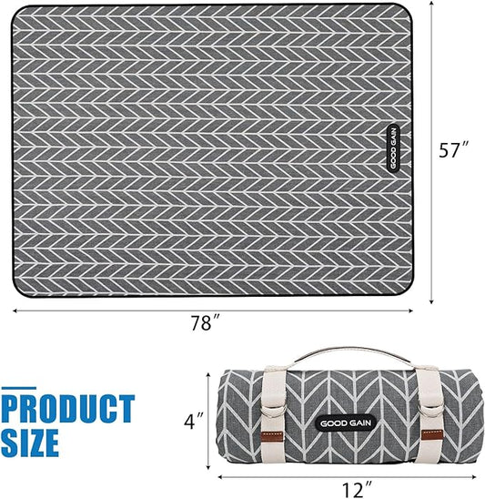 Picnic Blankets Outdoor Extra Large - Waterproof Picnic Blanket with Carry Strap | Machine Washable Picnic Mat with Sandproof Backing for Park , Grass, Camping, Hiking, Concerts (Graphite Grey)