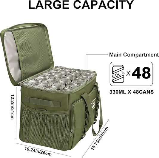 Cooler Bag 48-Can Insulated Leakproof Soft Cooler Large Collapsible Portable Travel Cooler Bags 32L for Picnic, Waterproof Soft Ice Chest for Camping, Beach, Fishing, Outdoor - 32 Quart