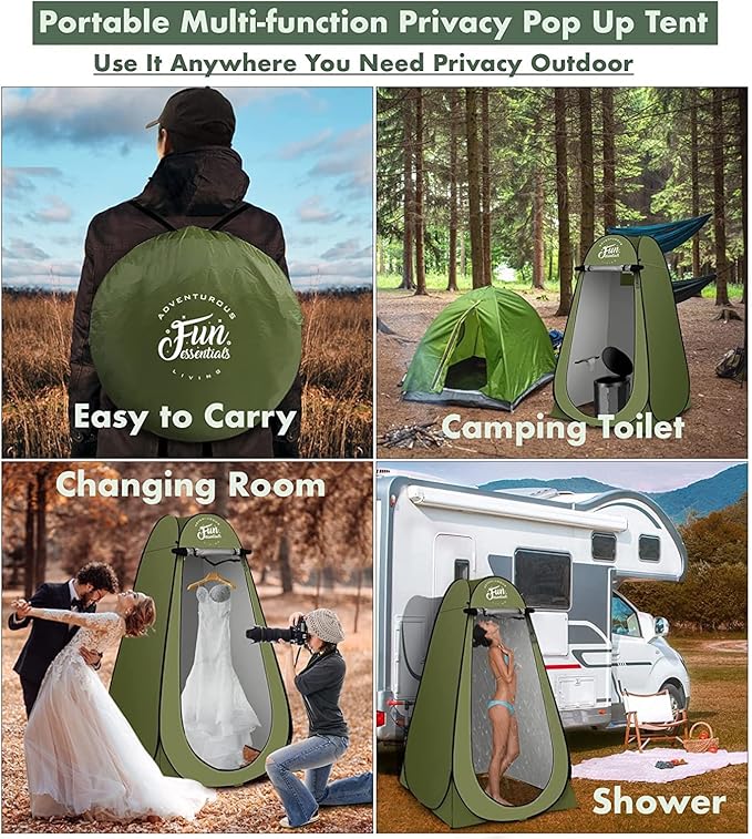 Portable Toilet Kit Adults, Pop Up Privacy Tent, X Large Camping Folding Toilet, 12 bags, 12 pack Liquid Waste Gel, Washable Foldable For Travel,RV, Outdoor