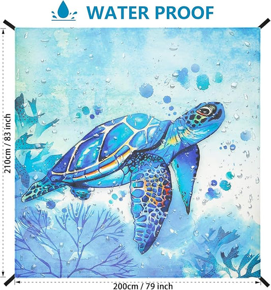 AISPARKY Beach Blanket Waterproof Sandproof Quick Drying Beach Mat Extra Large Outdoor Picnic Blanket for Travel Camping Hiking (Turtle, 79" X 83")