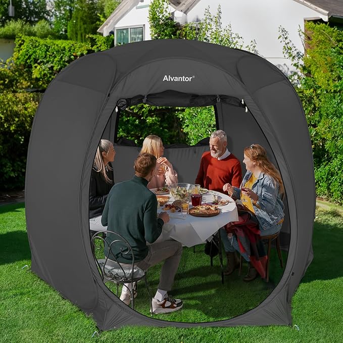 10'x10'Pop Up Outdoor Camping Tent Canopy Sun Shade Gazebo Screen Tent All Season Sun Shelter Patio Screen House Room, Privacy Room with 2 Layers Door (Mosquito Net & Fabric) Water&UV Resistant