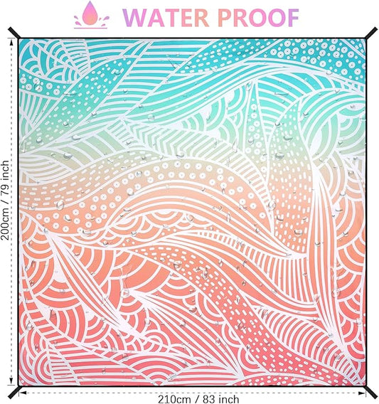 Beach Blanket Waterproof Sandproof Extra Large Beach Mat 79" X 83"/120"x108"for 1-8 Adults Quick Drying Durable Outdoor Picnic Mat for Beach Travel Camping Hiking