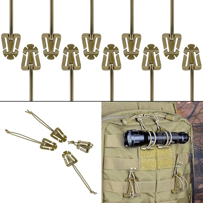 BOOSTEADY 36PCS Attachments for Tactical Backpack Vest Belt,D-Ring Grimloc Locking Gear Clip, Web Dominator Elastic Strings, Strap Management Tool Buckle,Hydration Tube Clips,Key Ring,MOLLE Bag