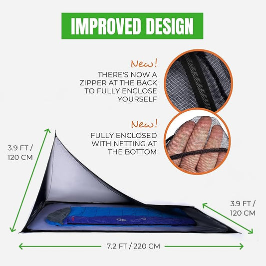 MEKKAPRO Mosquito Netting for Camping with Carry Bag, Mosquito Net Tent, Compact and Lightweight Bug Net for Camping, Mosquito Netting for Bed, Fits Sleeping Bags, Tent, Bed (Single)