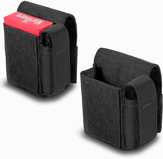 2 Pack Tactical Pouches, Molle EDC Compact Pouch Small Utility Pouch Accessories Battery Cigarette Case Card Holder Lighter Slot Mini Cigar Belt Waist Pack