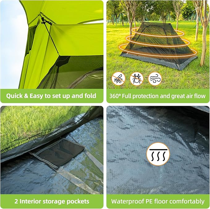 Mosquito Net with protable Bag, Ultralight No-See-Um Breathable Mesh Screen Tent with Waterproof Floor, Compact for Outdoors Camping, Backpacking and traveling,Fits Sleeping Bags, Tent,canopy