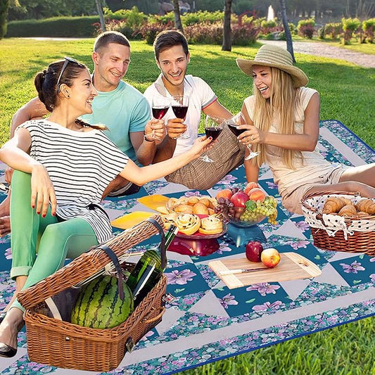 Extra Large Picnic Blankets Waterproof Foldable (60"x 80") Beach Blanket Waterproof Sandproof,3-Layer Thicking Mat Outdoor Packable Camping Blanket
