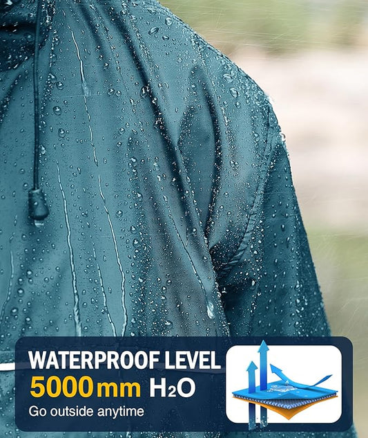 SWISSWELL Rain Jacket Men Waterproof Windbreaker, Lightweight Hooded Raincoat for Daily Casual