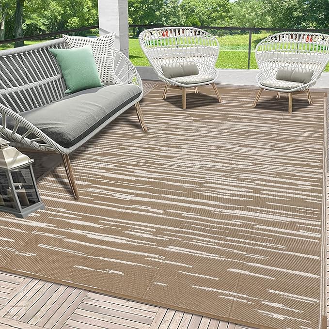 HEBE Outdoor Rug 5'x8' for Patios Clearance Waterproof Patio Mat Plastic Straw Rug Reversible RV Camping Tent Rug Outside Indoor Outdoor Area Rugs for RV,Deck,Beach,Balcony,Camper