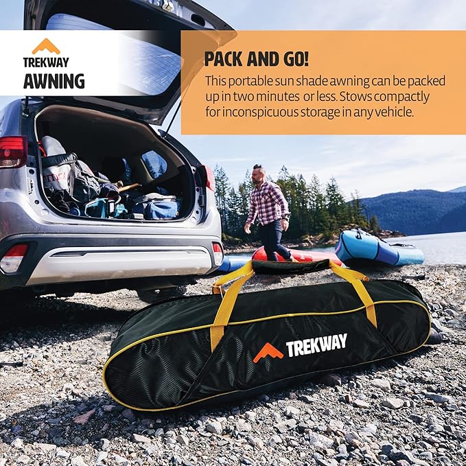 Trekway Waterproof Portable Vehicle Awning| Pop up Canopy | Sun Shade with Outdoor Privacy Wall| Great for Camping| Beach| Picnics| Etc.| Fit Great on Car| SUV| Jeep| Etc.