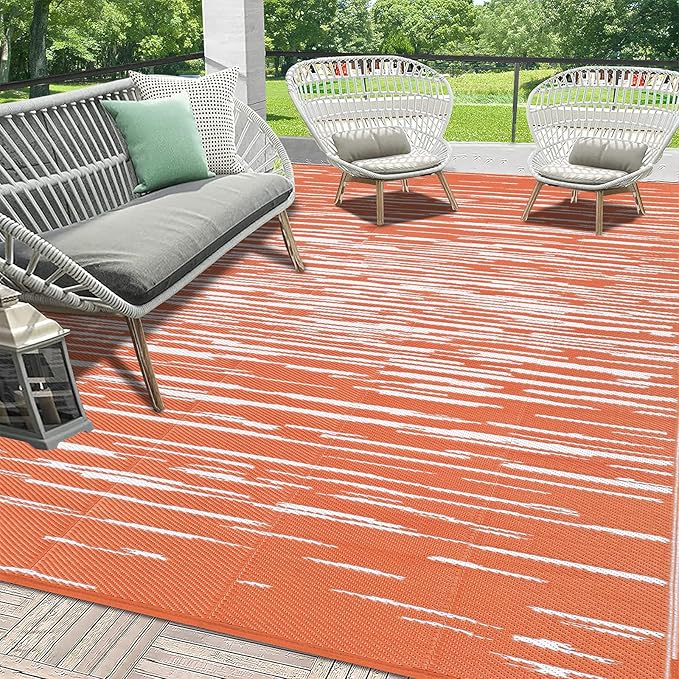 HEBE Outdoor Rug 8'x10' for Patios Clearance Waterproof Patio Mat Plastic Straw Rug Reversible RV Camping Tent Rug Outside Indoor Outdoor Area Rugs for RV,Deck,Beach,Balcony,Camper