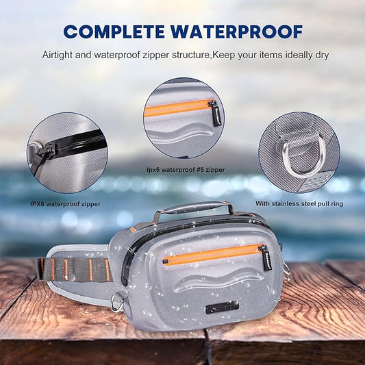 WILD HEART Airtight Waterproof Waist Bag Luya Bag 3D Dimension Shape Case 3.6L TPU Material for Outdoor Kayaking, Rafting, Boating, Swimming, Camping, Hiking, Beach, Fishing (Grey)