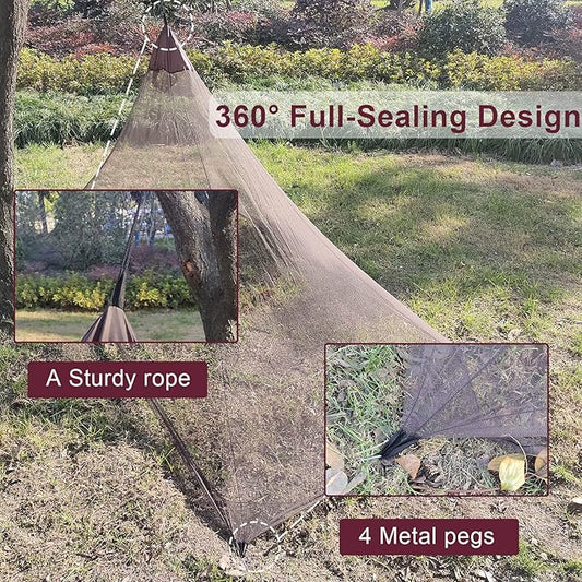 Aventik EDSRDLUZ 400 Fine Meshes Triangular Outdoor Camping Mosquito Net for Camping Bed Compact, Bug Net with Carry Bag 87" x 47" x 39" Ideal for Single Camping Use