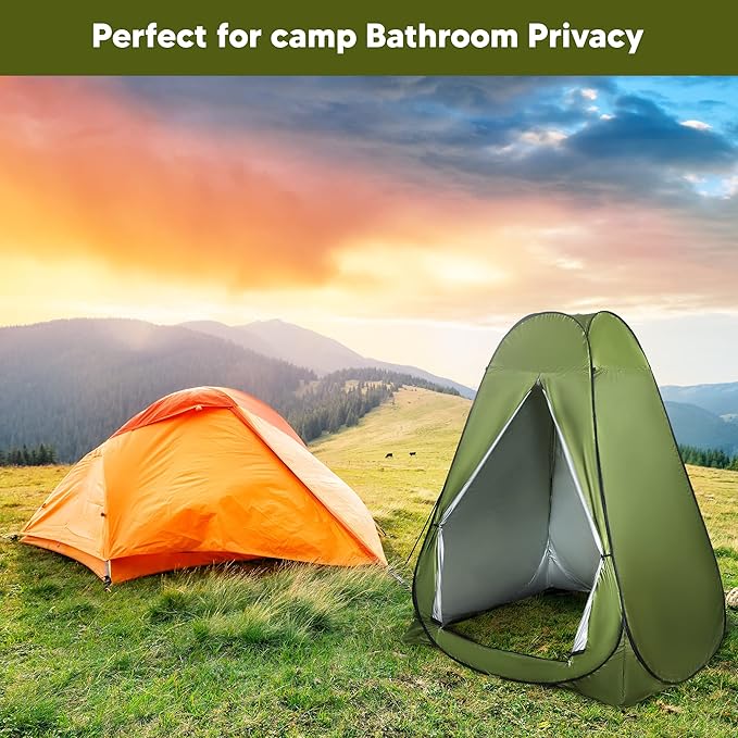 Pop Up Large Privacy Tent - 7ft Tall - Oversized Strong Camping Toilet Tent- Portable Camp Shower Pod w/Hooks- Porta Pod- Outdoor Bathroom, Potty, Changing Private Room