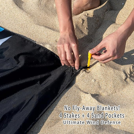 Sandproof Waterproof Beach Blanket, 80"x80" Large Beach Mat for 4-6 Adults, Lightweight Quick Dry Windproof Picnic Mat