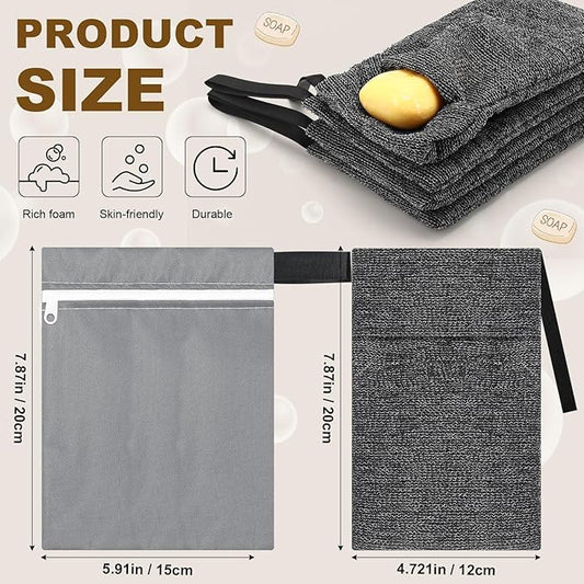 4 Pcs Travel Soap Bar Bag Waterproof & Leakproof Soap Dish Case with 4 Pcs Foaming Nets Multifunctional Toiletry Shower Gym Essentials Quick Dry Pouch for Camping Enthusiasts(Gray)