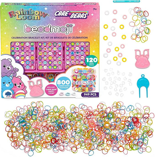 Rainbow Loom: Beadmoji - Care Bears - Celebration Bracelet Kit - 949 pcs, DIY Rubber Band Jewelry Set, Character Beads, Design & Create, Kids Ages 7+