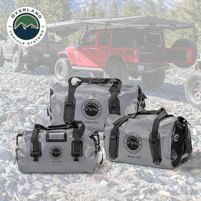 Overland Vehicle Systems Portable Dry Storage Bags (42 Quart Capacity) - Premium 1000D Construction - IPX6 Rated Waterproof Dry Bag - Heavy Duty Buckles with Robust Nylon Straps