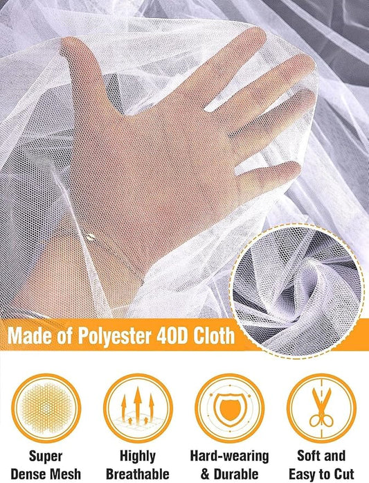 Mosquito Net for Patio - 10Ft x 33Ft for Each Garden Mesh Screen Barrier, Super Dense Patio Netting for Balcony Porch Umbrella Fruit Tree Gazebo Canopy RV Camping, White