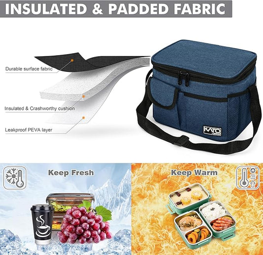 Tirrinia Insulated Lunch Box for Women Men, Leakproof Reusable Lunch Bag Containers for Adult,Working,Office,Lunch Soft Cooler Bag Tote for Picnic Hiking Beach,Dark Blue