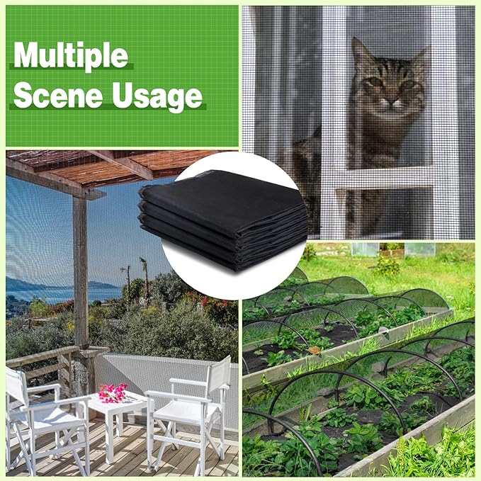 Stronger Garden Mesh Netting - 10 x 33 ft PPT Nano Bird Net Barrier, Mosquito Netting Screen for Outdoor Plants Vegetables Patios Balconies Terraces, Shading Rate 33% (Black)