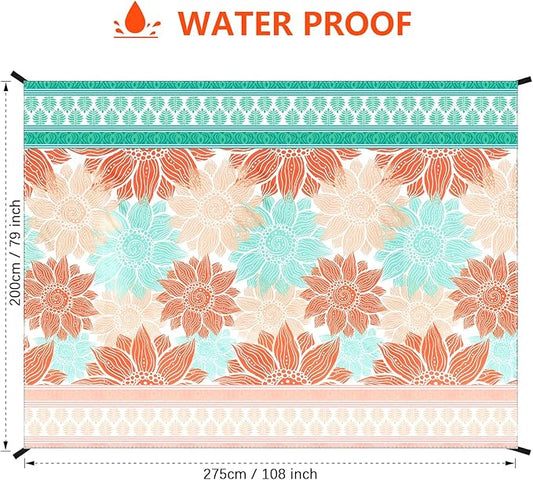 Beach Blanket Waterproof Sandproof Extra Large Beach Mat 79" X 83"/120"x108"for 1-8 Adults Quick Drying Durable Outdoor Picnic Mat for Beach Travel Camping Hiking