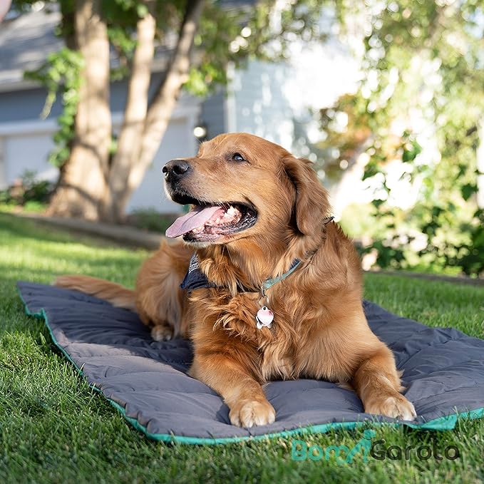 Bom Garoto Portable Pet Mat - 46.5 x 33 Inch Cat and Dog Mat for Crate Bed, Dog Cage, Fireside or Camping! Waterproof Dog Beds for Medium Dogs and Small Dogs. Large Dog Bed with Storage Carry Bag