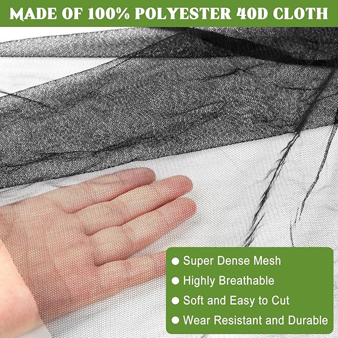 Unves Mosquito Net, 39 x 10 Ft Mosquito Netting for Patio Insect Bird Netting for Garden Protection, Hexagonal Mesh Garden Net Breathable Plant Covers Protect Vegetables Fruits from Birds Bugs
