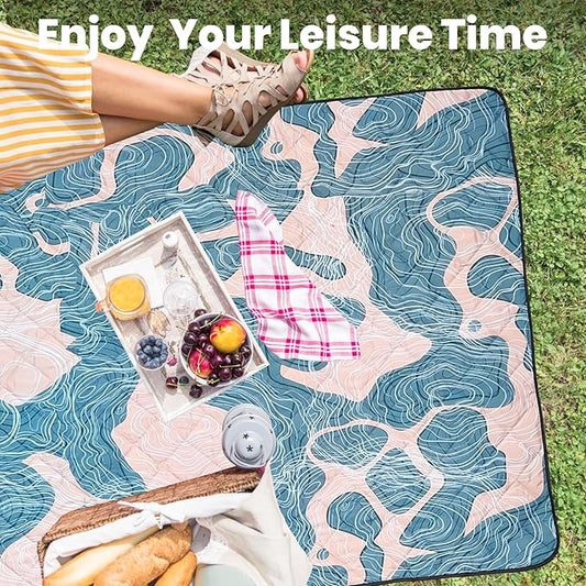 Waterproof Outdoor Blanket, 78.7x55inch, Printed Large Picnic Blankets, Foldable Picnic Mat, Camping Blanket for Picnic, Grass, Park, Lawn, Beach - Abstract Line