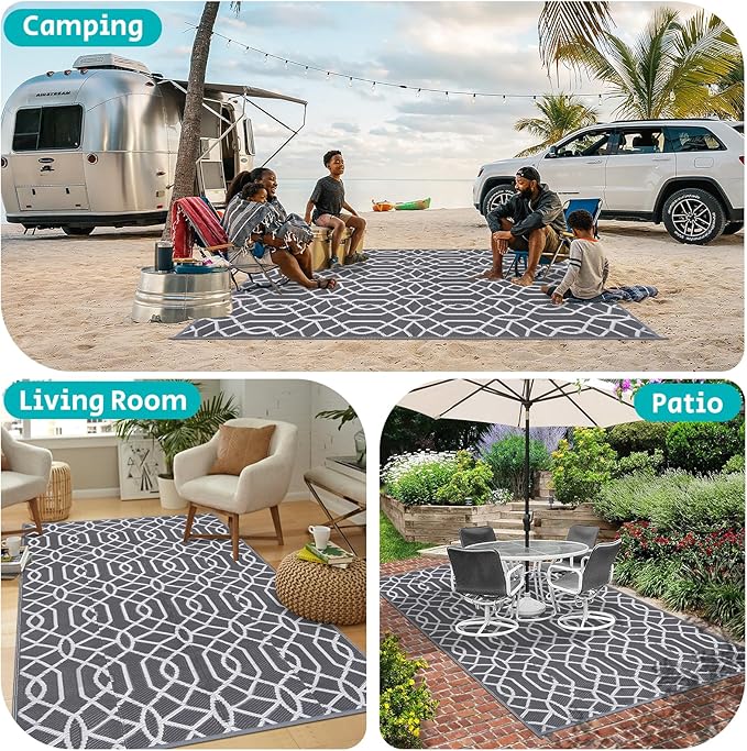 HEBE Outdoor Rug 5'x8' for Patios Waterproof Clearance Reversible Patio Mat Plastic Straw Rug RV Camping Mat Outside Area Rug Carpet for Camping RV,Porch,Deck,Balcony,Camper,Backyard