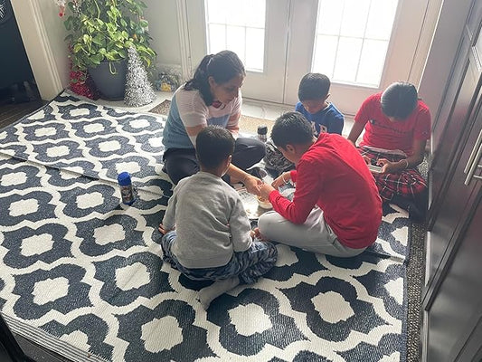 BalajeesUSA Outdoor Plastic Rugs - 6x9 Black, Reversible Recycled Plastic Straw Indoor Outdoor Patio Rugs Clearance Waterproof Large RV Camper Mats Outside 521