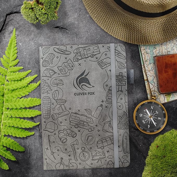 Clever Fox Camping Journal – Camper Log Book & RV Trip Planner – Outdoor Camp Journal & Adventure Travel Notebook for 12 Trips, A5 (Gray)