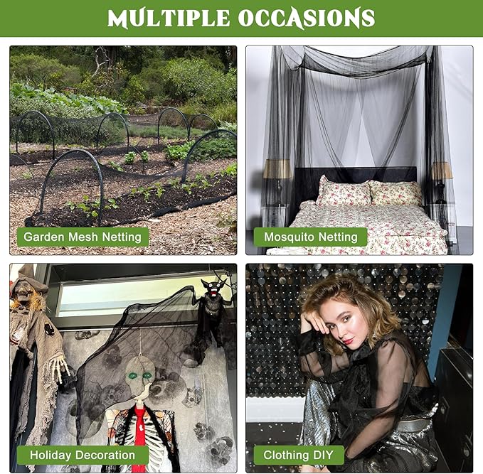Unves Mosquito Net, 39 x 10 Ft Mosquito Netting for Patio Insect Bird Netting for Garden Protection, Hexagonal Mesh Garden Net Breathable Plant Covers Protect Vegetables Fruits from Birds Bugs