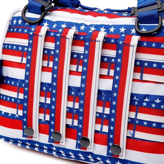 Tactical Molle Admin Pouch of Laser Cut Design,Medical EMT Organizer with Phone Pouch,EDC EMT Pack IFAK Tool Holder with US Patch (Large RedBlueStar-Include Accessories)