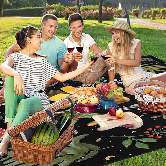 Extra Large Picnic Blankets Waterproof Foldable (60 "x 80") Beach Blanket Waterproof Sandproof,3-Layer Thicking Mat Outdoor Packable Camping Blanket