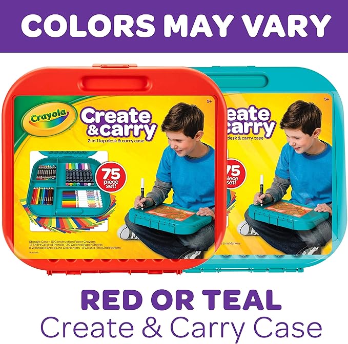 Crayola Create 'N Carry Art Set (75pcs), Art Supplies Kit, Drawing Set for Kids, Arts & Crafts Supplies, Gift for Kids, 5+
