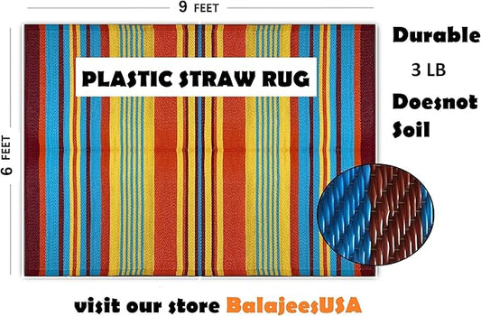 BalajeesUSA Outdoor Patio Rugs clearance 6'x9' (183 cm x 274 cm) Multi Color 20270