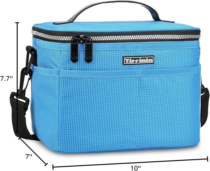 Tirrinia Insulated Lunch Box for Women Men, Leakproof Reusable Lunch Bag Containers for Adult,Working,Office,Lunch Soft Cooler Bag Tote for Picnic Hiking Beach,Blue Checkered