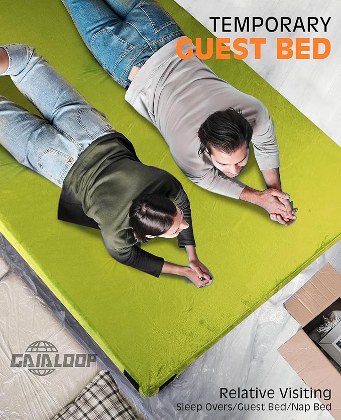 4 Inch GAIALOOP Extra Thick Memory Foam Camping Mattress, Roll Up Floor Sleeping Mat Camp Cot Mattress Pad Travel Camping Couch Bed for Guest Adults Side Sleepers