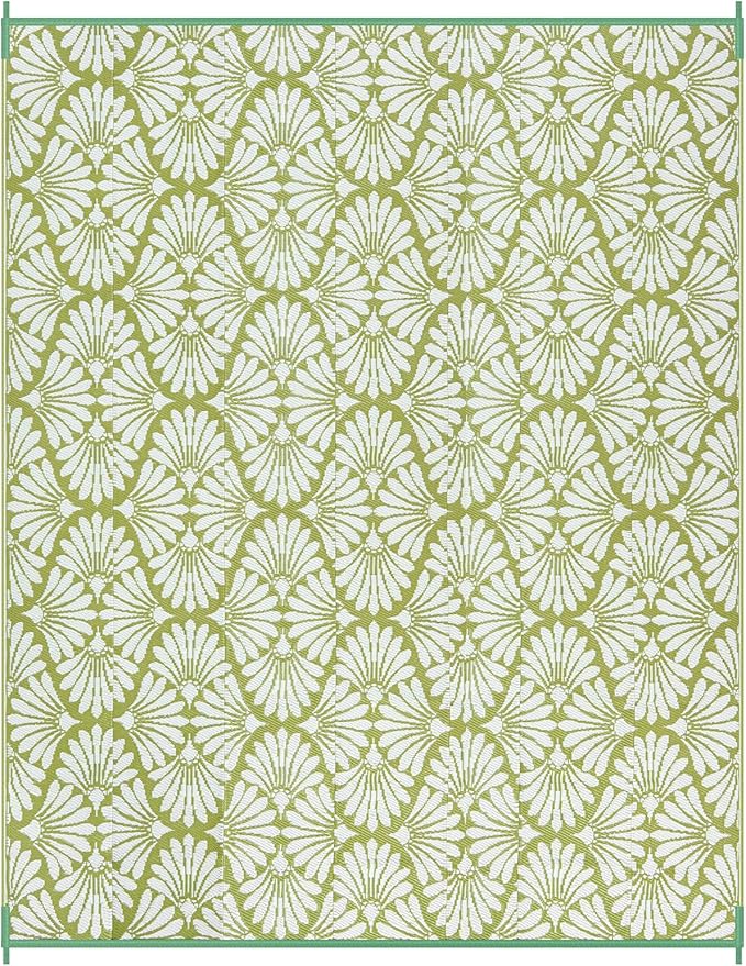 Lahome Plastic Outdoor Rug 8x10 Waterproof, Camping Rugs for Outside Your Rv, Lightweight Outdoor Mat for Beach Picnic Backyard Garden Under Awning, Pale Green,8'x10'