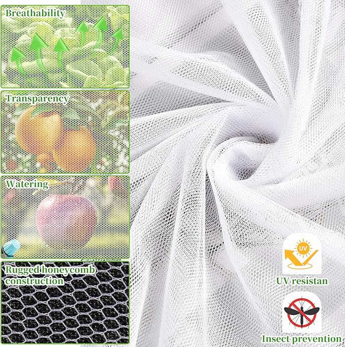 20x10Ft Mosquito Netting Garden Mesh Netting, Bug Insect Mosquito Fly Bird Net, Animals Barrier Protection Net, White 3x6 m