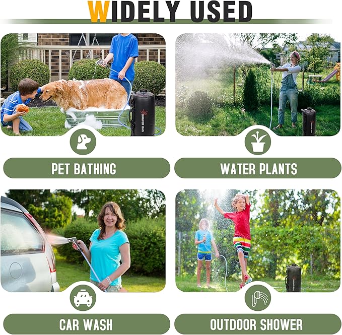 Portable Shower,12L/3.2 Gal Solar Camping Shower Bag with Auto Pressure Pump,Portable Outdoor Shower for Camping,Beach,Hiking,RV,Pet Bath