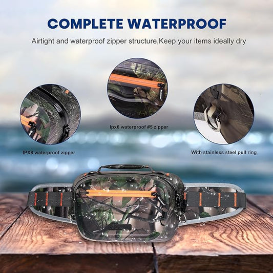 WILD HEART Airtight Waterproof Waist Bag Luya Bag 3D Dimension Shape Case 3.6L TPU Material for Outdoor Kayaking, Rafting, Boating, Swimming, Camping, Hiking, Beach, Fishing (Army Green)
