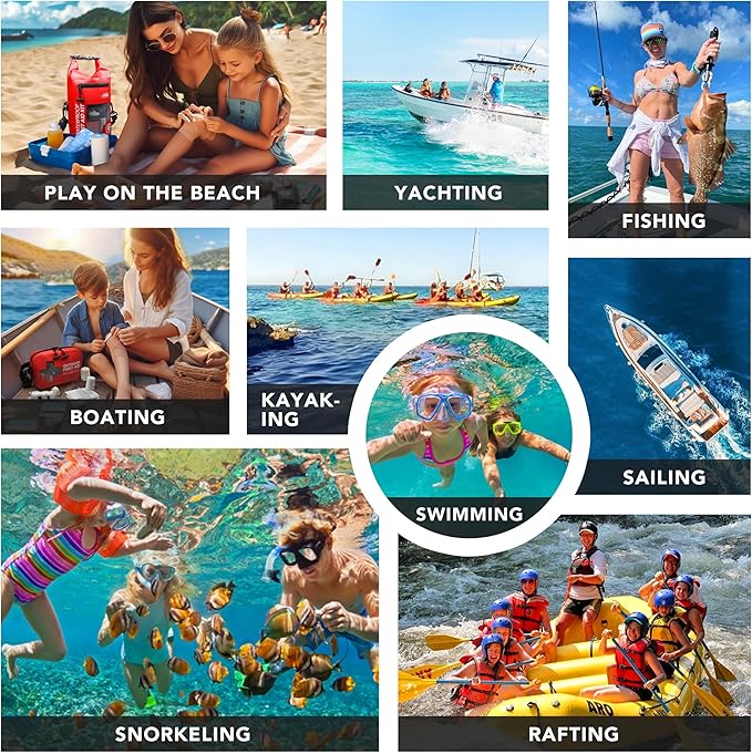 THRIAID 250 PCS Waterproof First Aid Kit, Roll Top Reflective Boat Dry Bag Bug Out Bag, Emergency Medical Kit Ideal for Boating, Camping, Fishing, Kayaking, Floating, Red